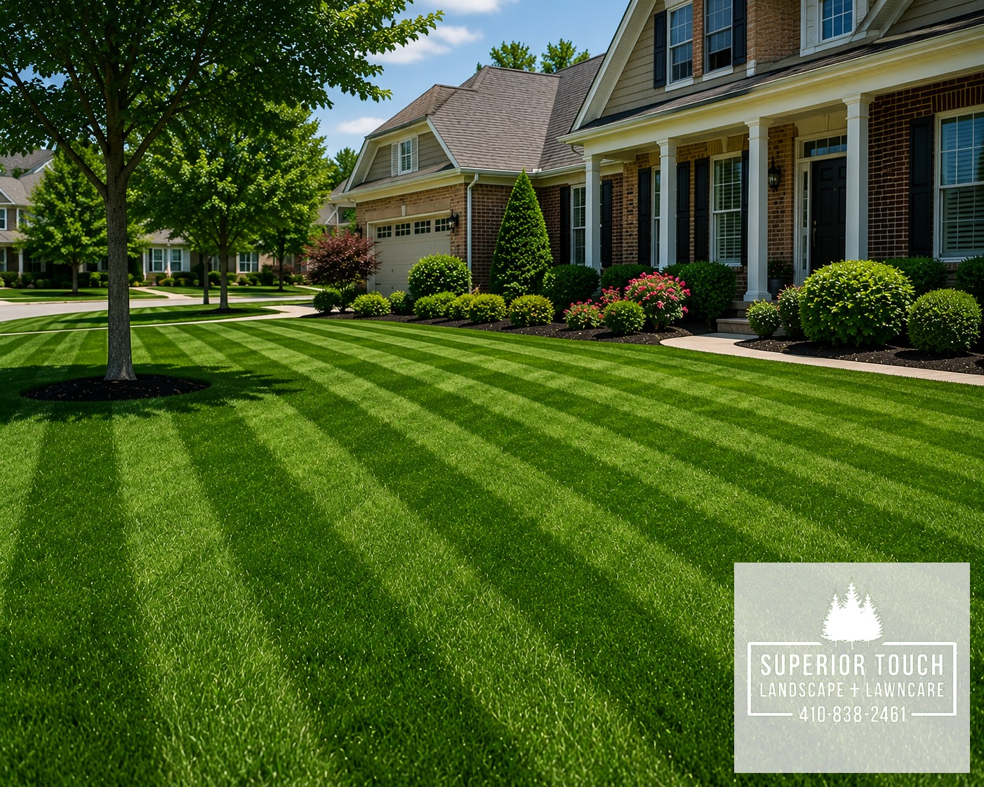 Landscaping & Lawn Care in Boring, MD Freshly striped Boring lawn